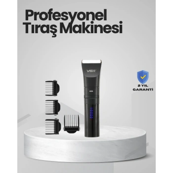 Şarjlı Tıraş Makinesi –Dijital Ekranlı, Hızlı Şarjlı, Profesyonel Kesim Seti