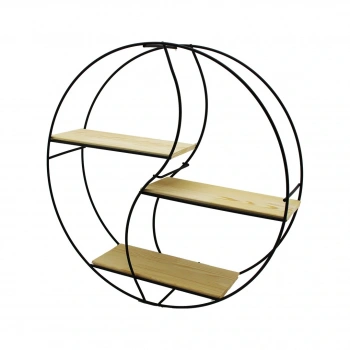 SEMBOL - YUVARLAK 3 KATLI METAL DEKORATİF DUVAR RAF 60 x 14 x 60 cm (5324)