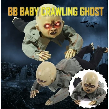 Sesli Işıklı ve Sensörlü Yerde Emekleyen Hareketli Bebek Hayalet Zombi Dekor 30x85 cm (5324)