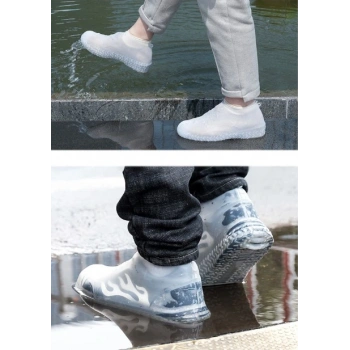 Silikon Ayakkabı Kılıfı Kaymaz Su Kir Geçirmez  M Beden Beyaz (5324)