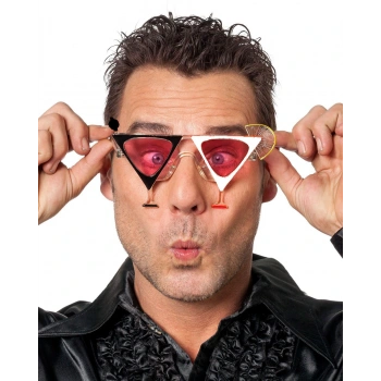 Siyah Beyaz Renk Martini Tasarımlı Parti Gözlüğü