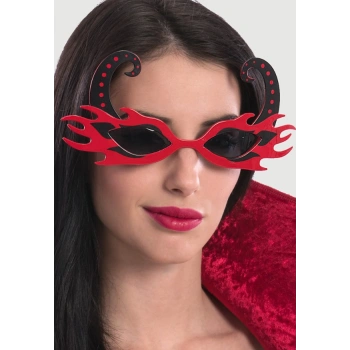 Siyah Boynuzlu Kırmızı Renk Alevli Parti Gözlüğü 21x10 cm (5324)