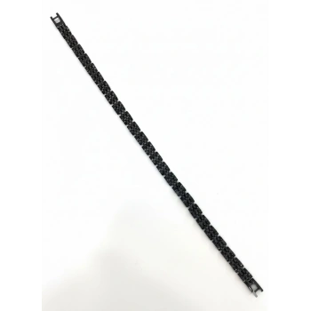 Siyah Çelik  Erkek Çelik Bileklik Boy 21.5 Cm / En 0.6 Mm  - Ebl0077