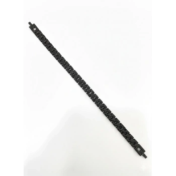 Siyah Çelik  Erkek Çelik Bileklik Boy 21.5 Cm / En 0.8 Mm  - Ebl0076