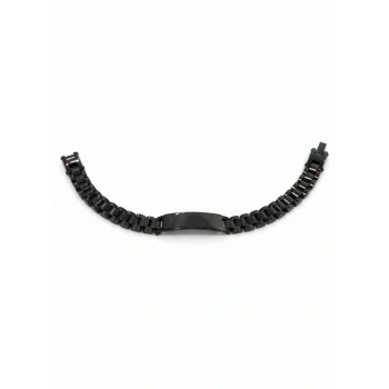 Siyah Çelik  Erkek Çelik Bileklik Boy 21.5 Cm / En 0.9 Mm  - Ebl0033