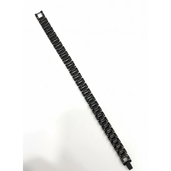 Siyah Çelik  Erkek Çelik Bileklik Boy 21.5 Cm / En 1.0 Cm  - Ebl0078