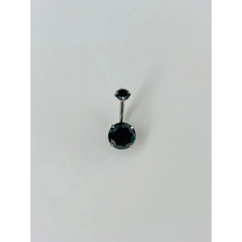 Siyah Taşlı Göbek Piercing - Pg0021