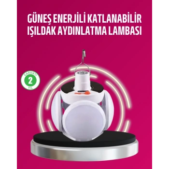 Solar ve USB Şarjlı Su Geçirmez Katlanabilir LED Lamba