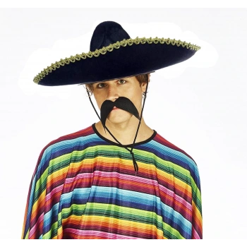 Sombrero Meksika Şapkası Altın Şeritli Yetişkin Boy