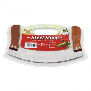 STEEL MOON ÇİFT AHŞAP SAPLI ZIRH BIÇAK KESİCİ - DOĞRAYICI 24 x 14 x 1,5 cm (5324)