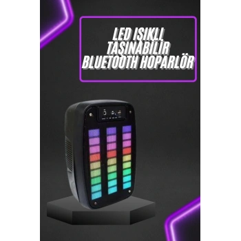 Taşınabilir 6.5 İnç Led Bluetooth Kareoke Hoparlör Rgb Işıklı Radyolu