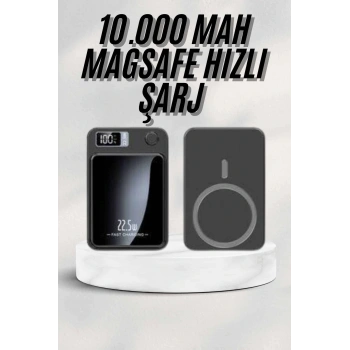 Taşınabilir Şarj Magsafe Powerbank 10.000 Mah Hızlı Şarj Led Göstergeli Kablosuz
