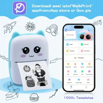 Taşınabilir Yazıcı, Mini Cep Kablosuz Termal Yazıcı Android iOS Akıllı Telefonlar için Uygun, BT Mürekkepsiz Baskı, Etiketler, Fişler, Fotoğraflar, Notlar, Öğrenme (5324)