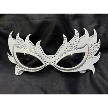 Taşlı Beyaz Alev Parti Gözlüğü