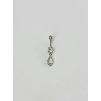 Taşlı Su Damlası Detaylı Göbek Piercing - Pg0094