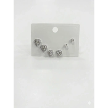 Taşlıkalp Detaylı Altılı Küpe - Kp00595