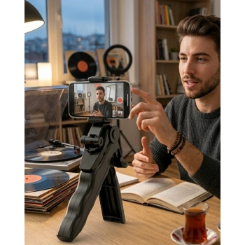 Telefon Tripodu Masaüstü Stand 360 Derece Dönebilen Telefon Tutucu