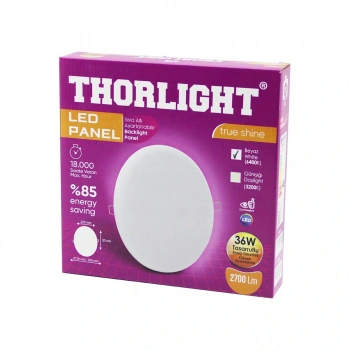 THORLIGHT S-236 36W 22CM BEYAZ LED PANEL SIVA ALTI AYARLI MANDALLI 6400K - 2700LM - 18000 SAAT - 2835 SMD (5324)