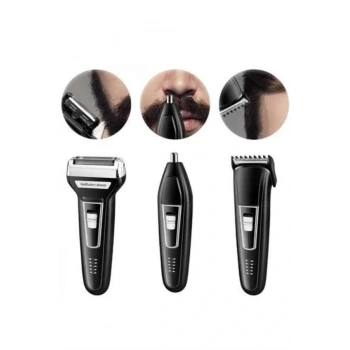 Tıraş Makinesi 3 Başlıklı T Başlıklı Hassas Ciltlere Özel Saç Sakal Vücut Kulak Ve Burun
