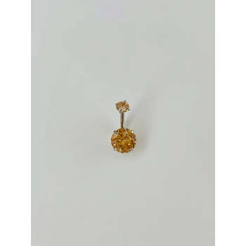 Turuncu Taşlı Göbek Piercing - Pg0016