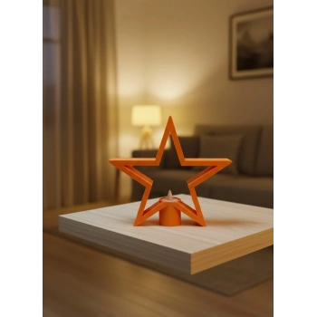 Turuncu Yıldız Mumluk Loş Işık Salon Dekoru