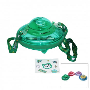 UFO MODELİ RENKLİ MİKA KRİSTAL SULUK MATARA PİPETLİ - TAŞIMA ASKILI 550ML ( HERHANGİ BİR RENK  GÖNDERİLİR )  (5324)