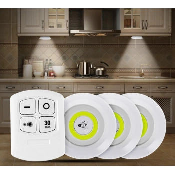 Uzaktan Kumandalı Yapışkanlı Kablosuz Pilli LED 3’lü (5324)