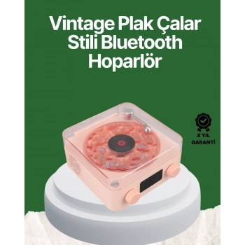 Vintage Tarz Bluetooth Hoparlör – Gece Işığı ve Zaman Göstergeli