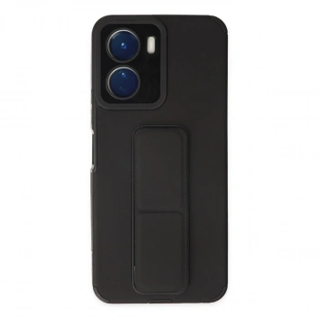 Vivo Y16 Kılıf Mega Standlı Silikon - Siyah