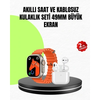 Watch 9 Max Akıllı Saat Seti 2 Kordonlu Kablosuz Kulaklık Hediyeli