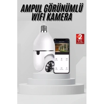 Wifi Güvenlik Kamerası 360 Derece Dönebilen Harekete Duyarlı Gece Görüşlü Ampul