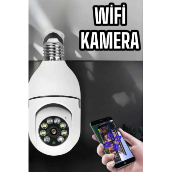 Wifi Kamera Duylu Ampul Görünümlü 360 Derece Dönebilen Ev Kamerası