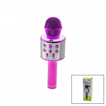 WİRELESS MİKROFON KARAOKE - HOPARLÖR USB ŞARJLI USB - TF - AUX RENKLİ KROM KAPLAMA PİL:800mAh - DC 5V BLS-25 (5324)