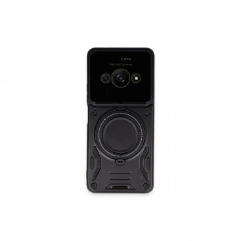 Xiaomi Poco C61 Kılıf Joy Lens Standlı Kapak - Siyah