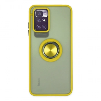 Xiaomi Redmi 10 2022 Kılıf Montreal Yüzüklü Silikon Kapak - Sarı