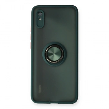 Xiaomi Redmi 9a Kılıf Montreal Yüzüklü Silikon Kapak - Yeşil