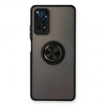 Xiaomi Redmi Note 11 Pro Kılıf Montreal Yüzüklü Silikon Kapak - Siyah
