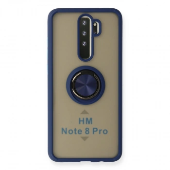 Xiaomi Redmi Note 8 Pro Kılıf Montreal Yüzüklü Silikon Kapak - Lacivert