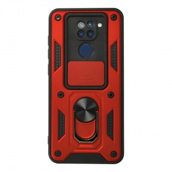 Xiaomi Redmi Note 9 Kılıf Pars Lens Yüzüklü Silikon - Kırmızı