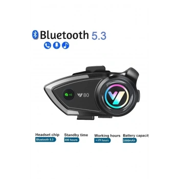 Y80 Motosiklet Kask Kulaklık Intercom Işıklı Motorsiklet Interkom