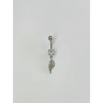 Yaprak Detaylı Sallantılı Göbek Piercing - Pg0111