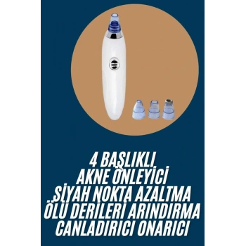 Yeni Nesil Vakumlu Pilli Siyah Nokta Ve Yüz Temizleme Cihazı 4 Başlıklı