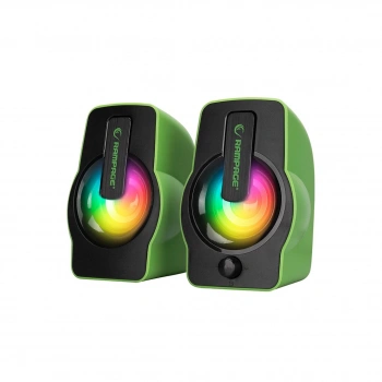 YEŞİL - RGB IŞIKLI 1+1 HOPARLÖR SPEAKAER SET USB KABLO 2.0 MULTİMEDYA - 6W (5324)