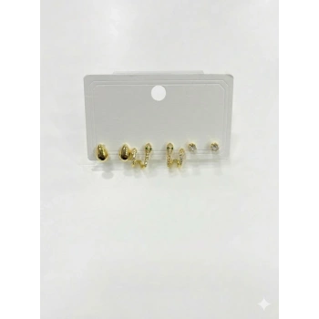 Yılan Detaylı Altılı Küpe - Kp00608