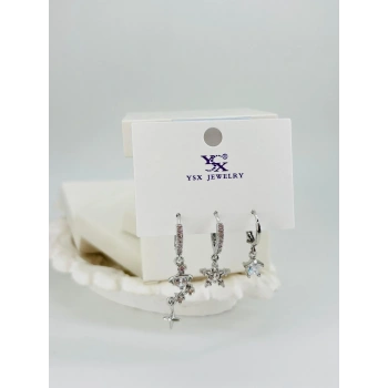 Yıldız Detaylı Üçlü Kombin Küpe - Kp00548