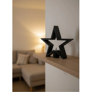 Yıldız Mumluk Siyah Modern Salon Ve Raf Dekoru