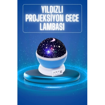 Yıldızlı Gece Lambası Mor Projeksiyon Görünümlü Masa Lambası Renk Değiştirebilen