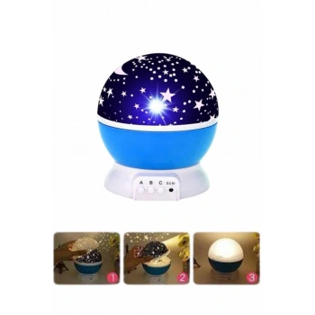 Yıldızlı Gece Lambası Mor Projeksiyon Görünümlü Masa Lambası Renk Değiştirebilen