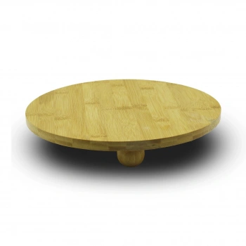 YUVARLAK=29CM   3 MİNİ TOP AYAKLI  AHŞAP BAMBU SUNUM TAHTASI - MİNİ SOFRA (5324)