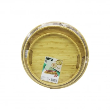 YUVARLAK - 3 BOY BAMBU AHŞAP TEPSİ SETİ 30--35--38CM (5324)